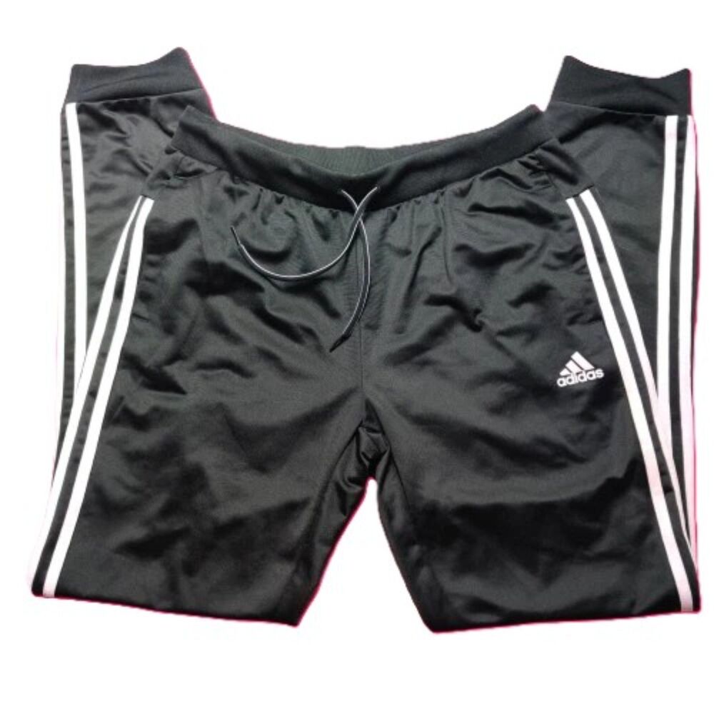 Adidas Women’s Black Jogger Track Pants Pink 3 Stripe Tapered Size M
